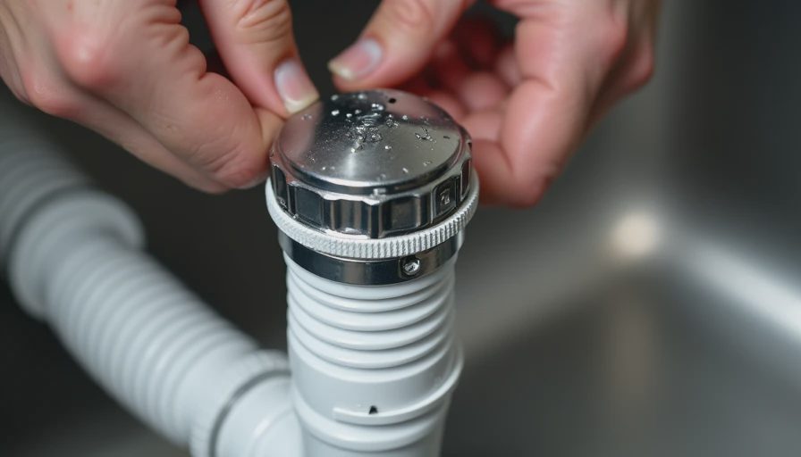 Installing worm-drive clamp on dishwasher drain hose during repair