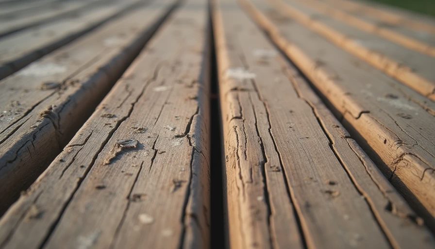 Close-up of aging traditional wood deck surface